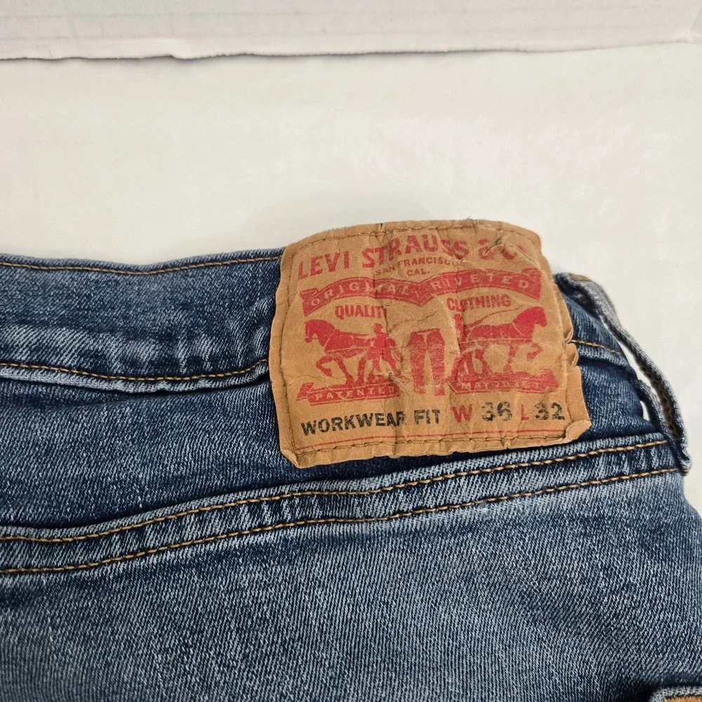 Levis Workwear Fit Jeans 36x31 Dark Wash Stretch Heavy‎ Utility Denim 505 Style